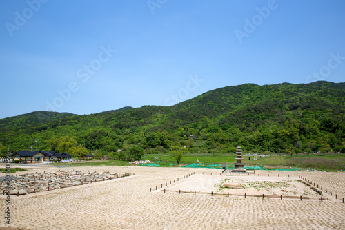 Stone pagodas of Bowonsa Temple Site, Seosan-si, South Korea.