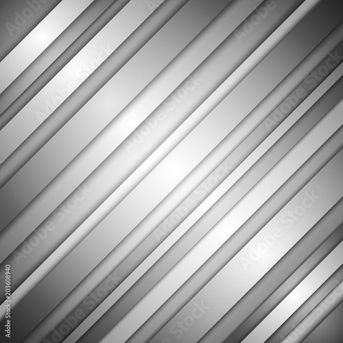 Grey business striped abstract background with lines and shadow. Vector ilustration