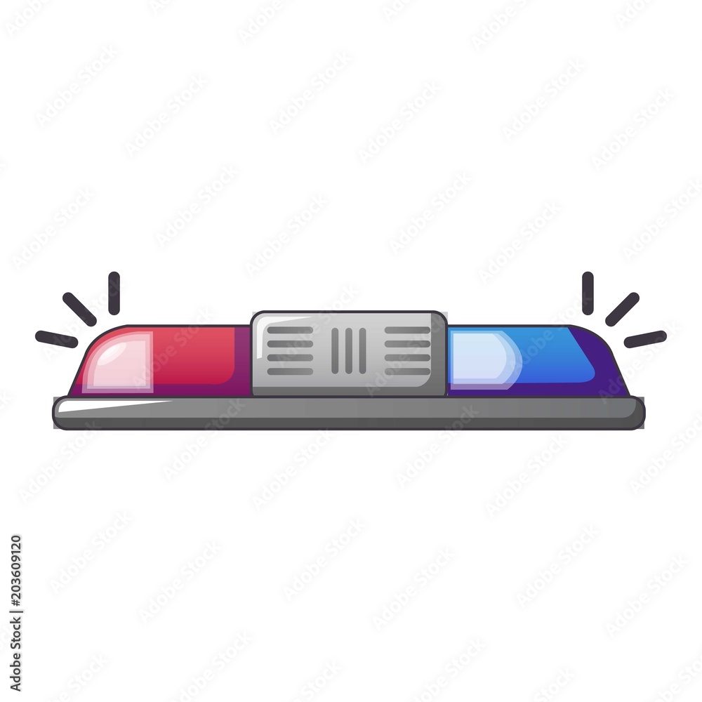 Blue and red police flash light icon. Cartoon of blue and red police flash light vector icon for web design isolated on white background Blue and red police flash light icon. Cartoon of blue and red police flash light vector icon for web design isolated on white background