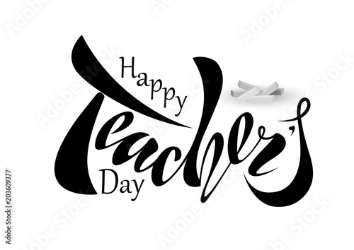 beautiful design Happy Teacher's Day with handwritten text on a textured background. vector. for postcard, congratulations, banner, template