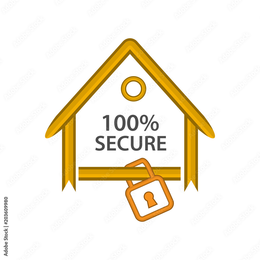 Secure house icon, flat design. Illustrations protect your house
