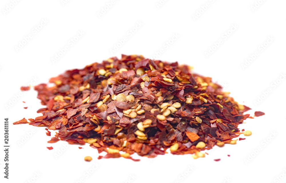 Crushed Red Pepper on a White Background Crushed Red Pepper on a White Background