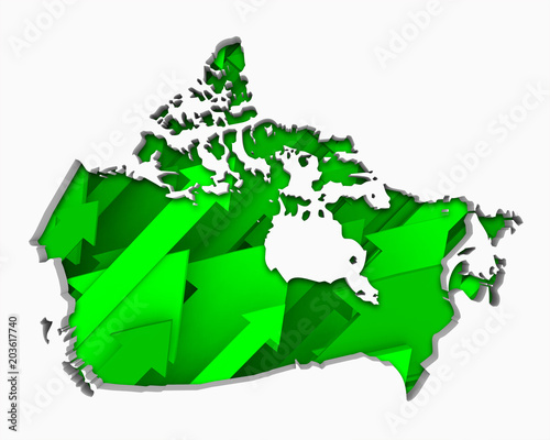 Canada Arrows Map Growth Increase On Rise 3d Illustration