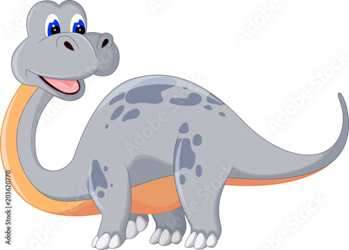 cute brontosaurs cartoon posing with smile and look face