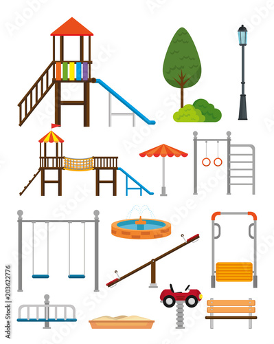 park with kid zone scene vector illustration design