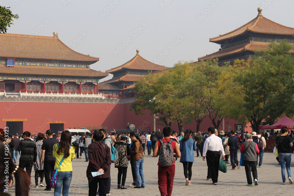 Fototapeta premium People go to the forbidden city in China.