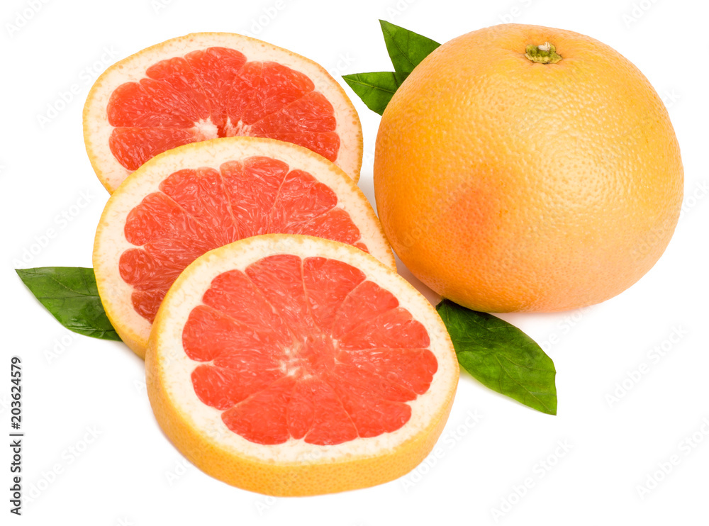 Sliced grapefruit isolated on white background Sliced grapefruit isolated on white background
