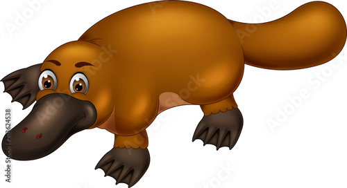 funny platypus cartoon posing with smile