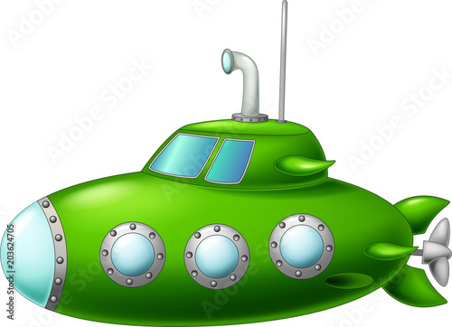 cute green submarine cartoon