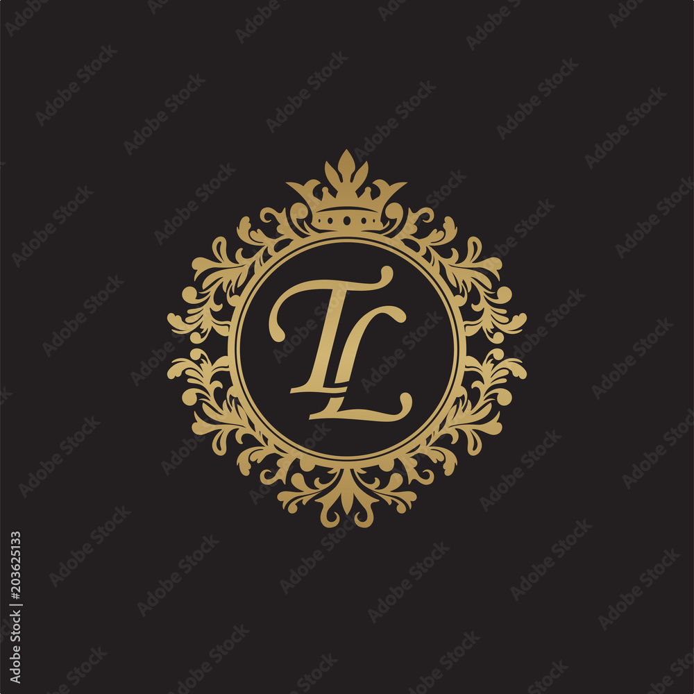 Initial letter TL, overlapping monogram logo, decorative ornament badge