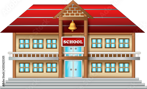 antique school building cartoon on white background