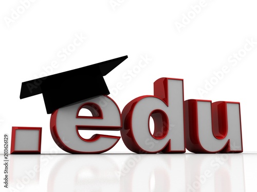3d illustration education text with graduation cap