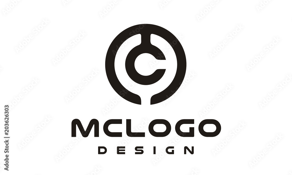 CM CM Rounded Initials Monogram Circular Circle logo design 