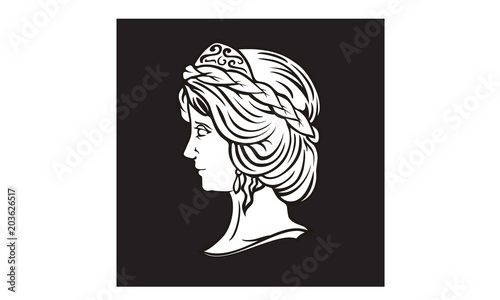 Fotografija Beauty Greek Myth Woman God Goddess Head Sculpture logo design inspiration