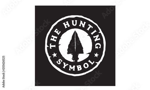 Vintage Retro Hipster Rustic Spear Arrowhead Stamp for Hunting Badge Logo Design 