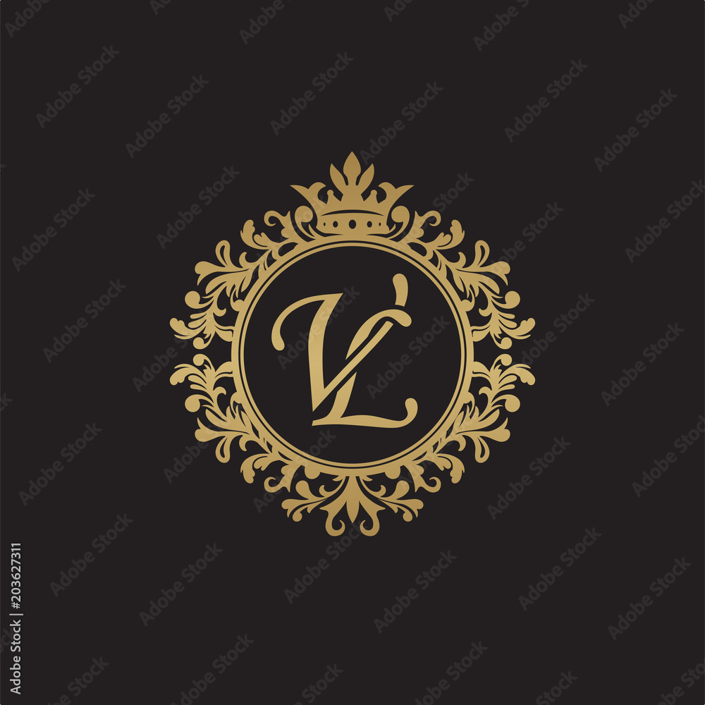 Letter VL logo with Luxury Gold template. Elegance logo vector