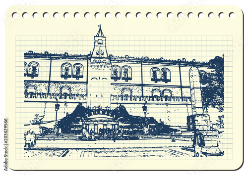 Graphic illustration with decorative architecture 2