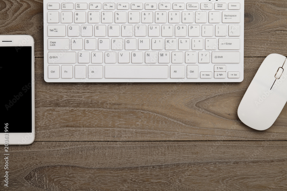 Modern working business desk. Top view with copy space Modern working business desk. Top view with copy space