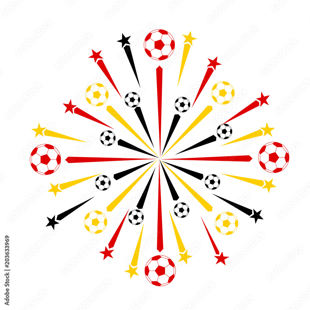 football styled germany flag colored firework, vector illustration