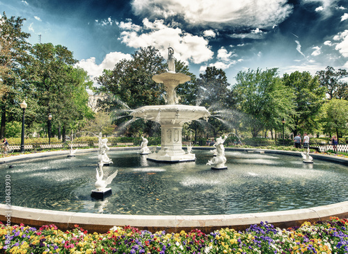 Fountain of Forsyth Park in Savannah, Georgia - USA photo