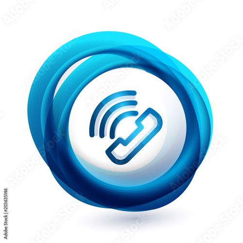 Old fashioned phone button, call center support icon