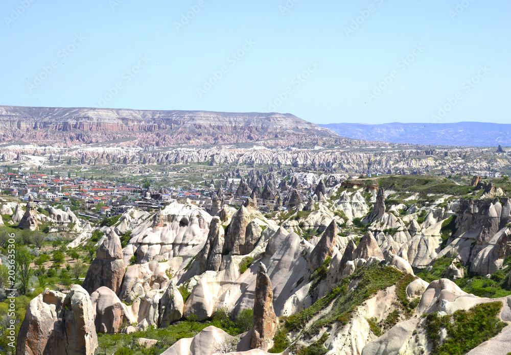 Naklejka premium Rock formations, view, Cappadocia, Turkey