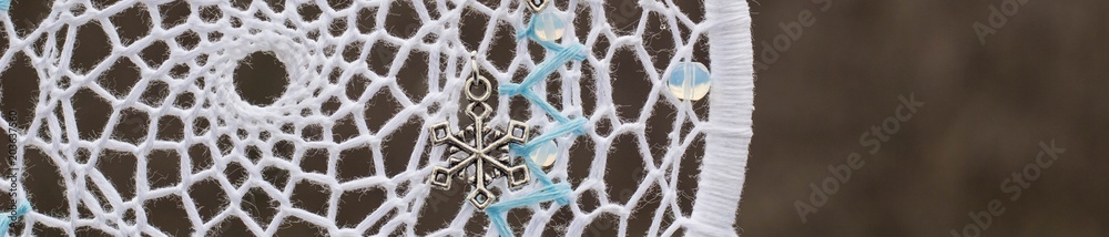 Banner of Handmade dream catcher with feathers threads and beads rope hanging Banner of Handmade dream catcher with feathers threads and beads rope hanging