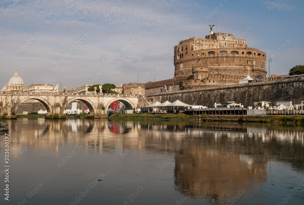 Beautiful view of Castel Sant'Angelo, the Vatican and the Tiber River, Rome, Italy