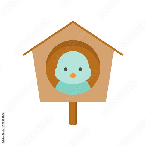 wooden bird house, flat design icon