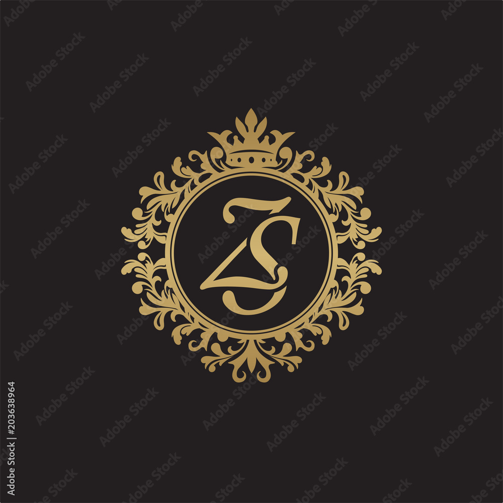 Initial Letter Zs Overlapping Monogram Logo Decorative Ornament Badge