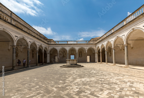 Cloister of Benedictine abbey of Montecassino. Italy