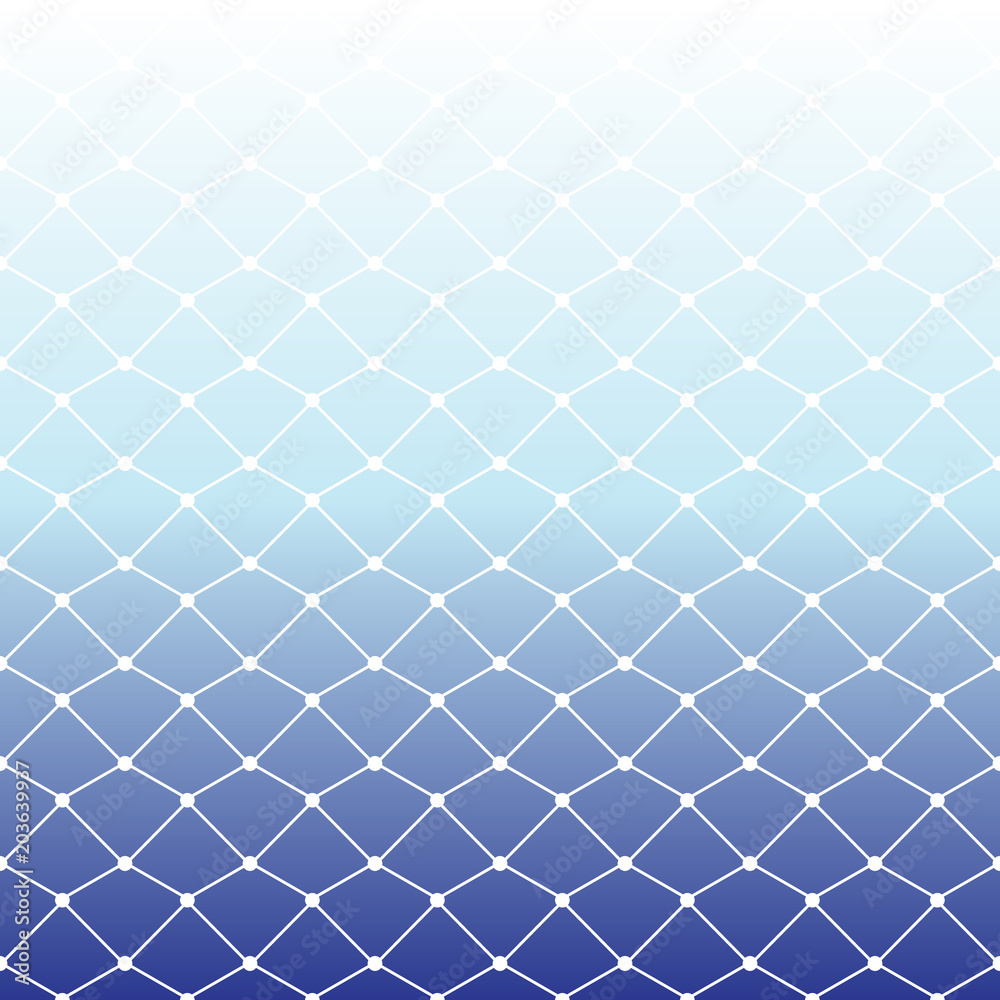 Seamless fishing net pattern on white and blue gradient background for summer, vector illustration - obrazy, fototapety, plakaty 