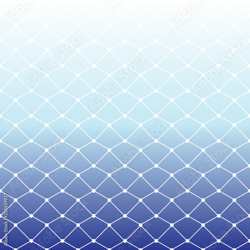 Seamless fishing net pattern on white and blue gradient background for summer, vector illustration photo