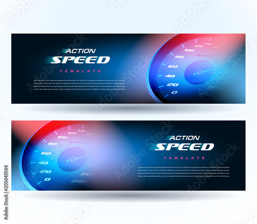 Banner speed action fast speedometer car