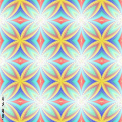 Seamless kaleidoscope computer generated colorful design pattern