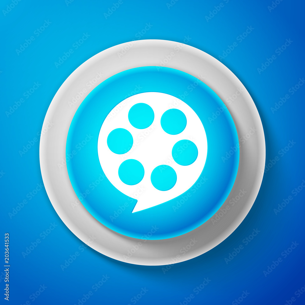 White Film reel icon isolated on blue background. Circle blue button with white line. Vector Illustration White Film reel icon isolated on blue background. Circle blue button with white line. Vector Illustration