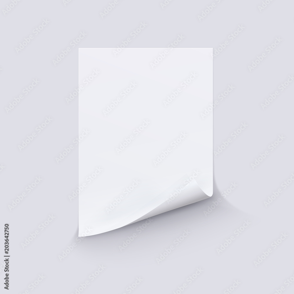 White sheet of paper on white background.