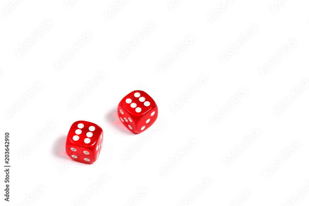 Two red dices on white background Two red dices on white background