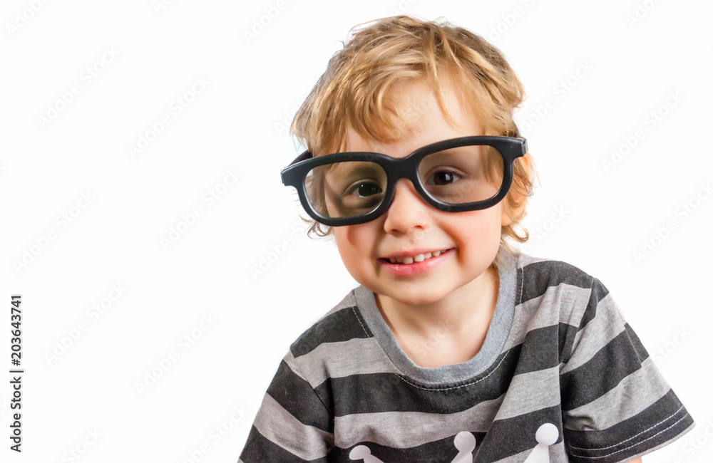 Portrait of cute toddler wearing sunglasses. Isolated on white Portrait of cute toddler wearing sunglasses. Isolated on white