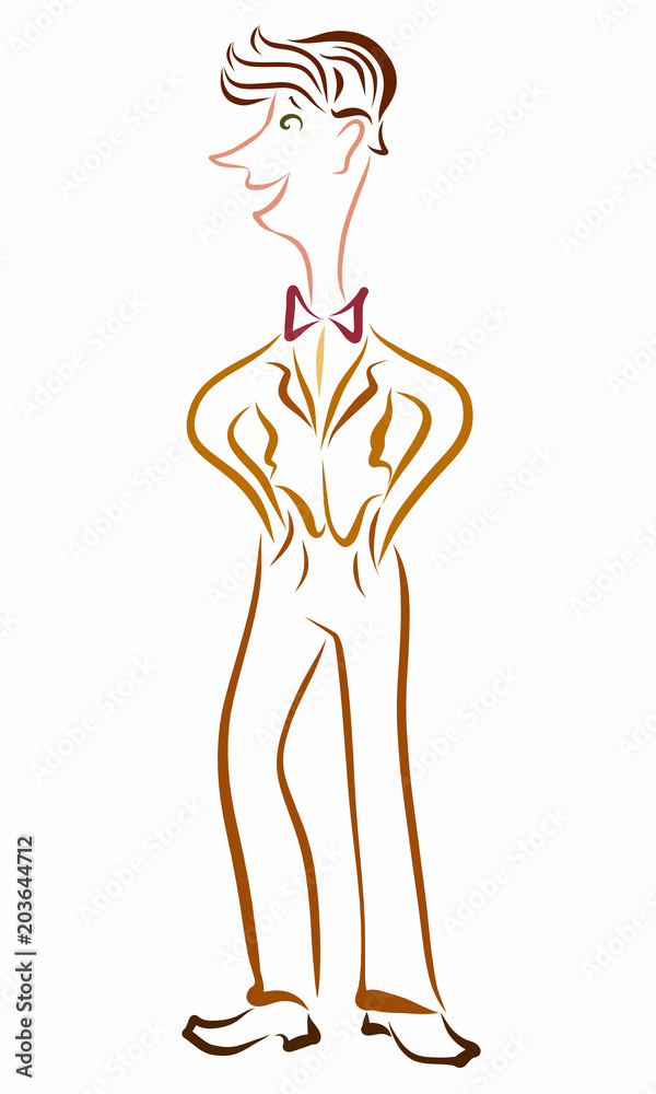 Fototapeta premium Funny business young man, sketch