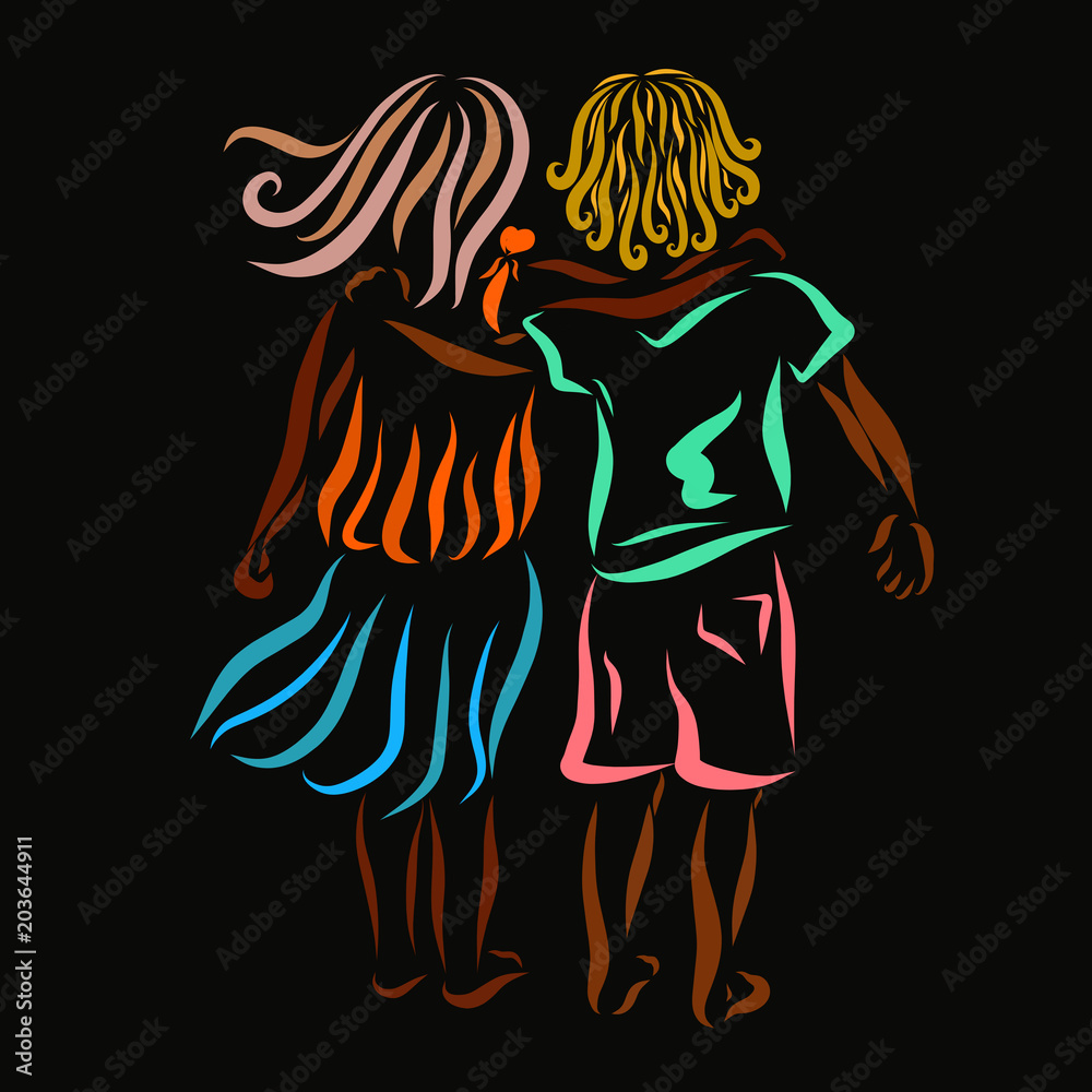 Boy and girl, hugs, friendship and love Boy and girl, hugs, friendship and love