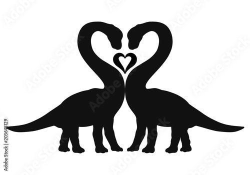 Great love dinosaurs and a heart between them
