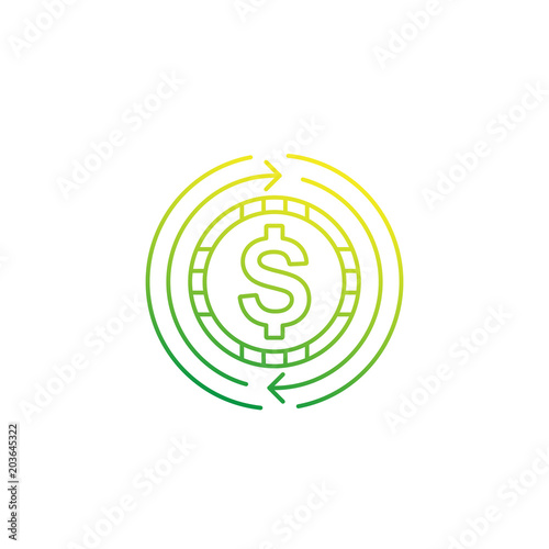 cash back, money refund or exchange icon, linear