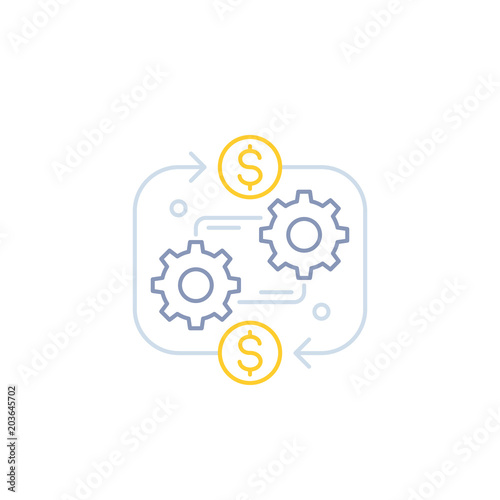 costs optimization, business efficiency vector line icon