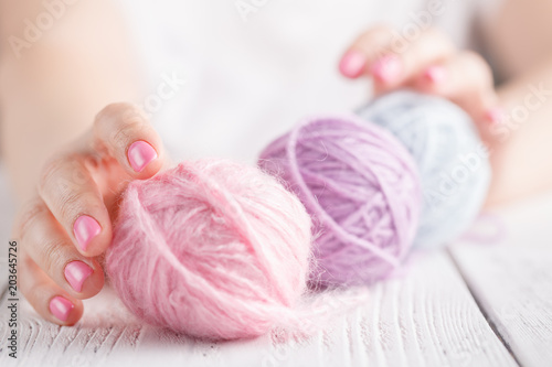 Color yarn for knitting in hands