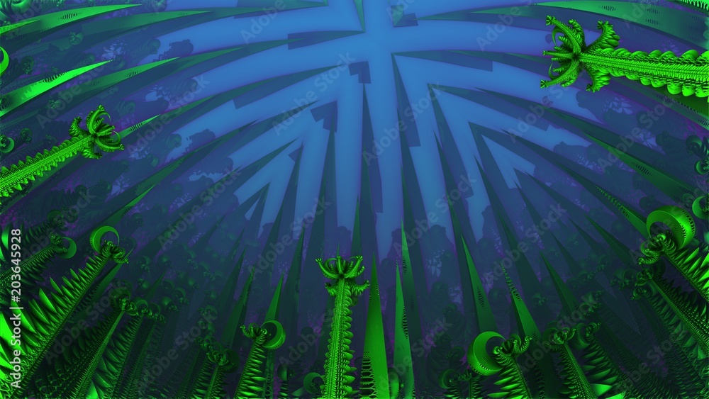 3D generated abstraction of green nature. 3D generated abstraction of green nature.