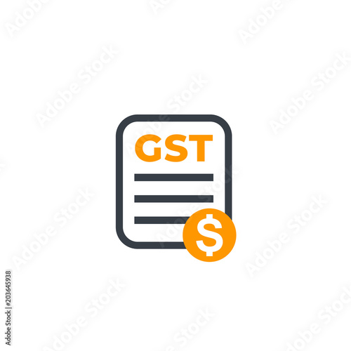 GST, goods and service tax, payroll icon on white