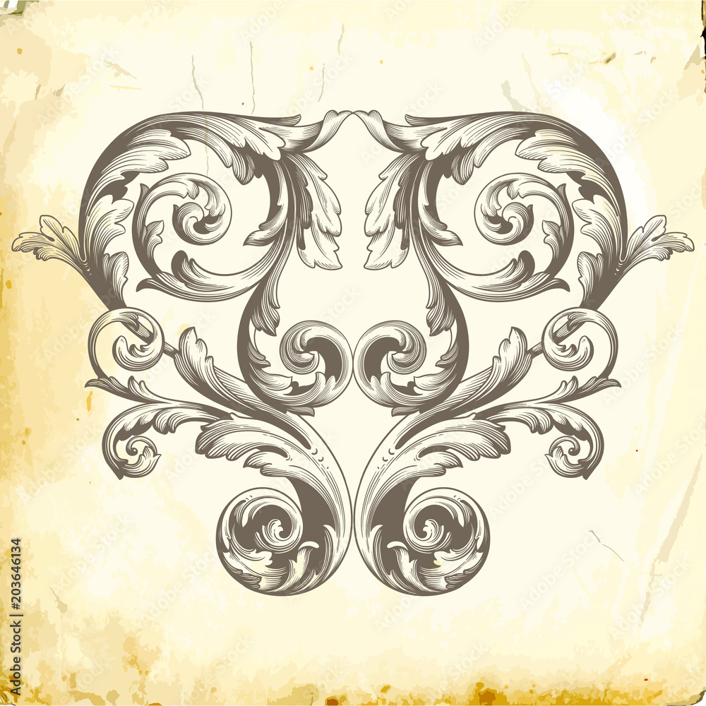 Fototapeta premium Vector baroque of vintage elements for design. 