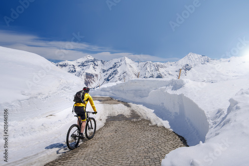 Mountain bikers on the high alpine road, Austria