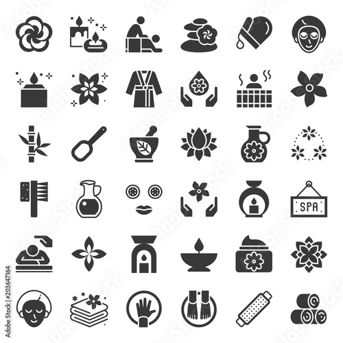 Wellness Spa and sauna elements, solid icon